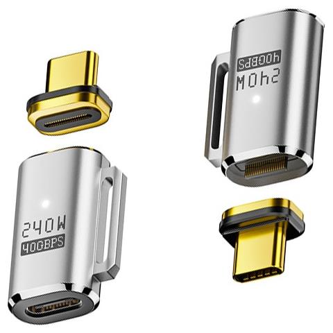 Adattatore Magnetico Usb-c Femmina A Usb-c Maschio, Ricarica Magnetica 240w Silver - Foto 1