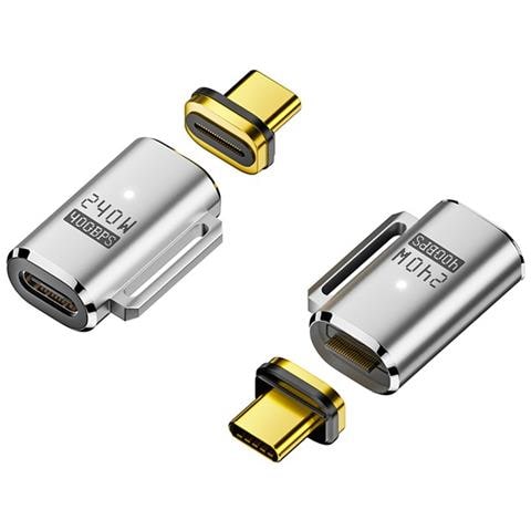 Adattatore Magnetico Usb-c Femmina A Usb-c Maschio, Ricarica Magnetica 240w Silver - Foto 2