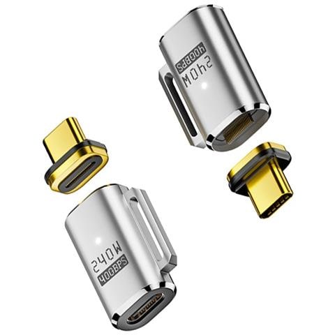 Adattatore Magnetico Usb-c Femmina A Usb-c Maschio, Ricarica Magnetica 240w Silver - Foto 3