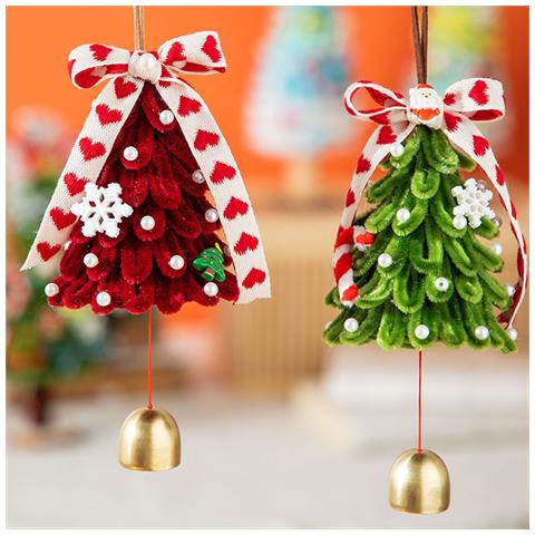 Set Di Ornamenti Natalizi Con Campanella E Bastoncino A Spirale, Albero Di Natale Macaron Per Auto - Foto 4