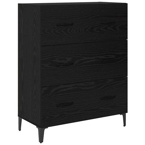 Credenza con cassetto Rovere Nero 69,5 x 34 x 90 cm - Foto 1
