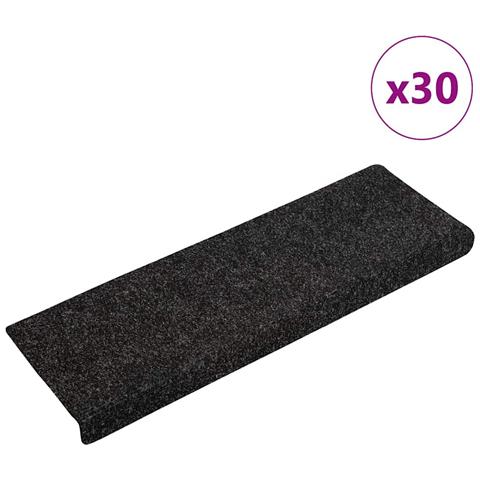Tappetini per scale autoadesivi 30 pz 65x21x4 cm neri bordo rettangolare - Foto 1