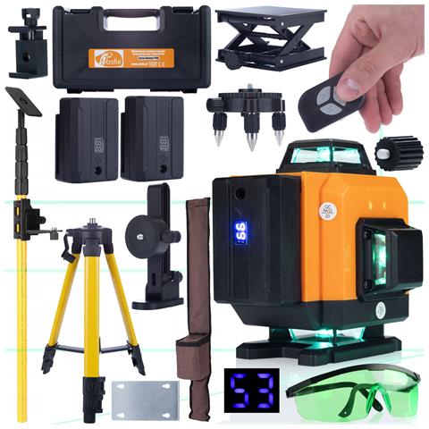 Livella Laser Orange Tiger Rot16l - 16 Linee, Autolivellante | Ip54, 3 Modalità, Telecomando | Set Con Treppiede E Occhiali Protettivi - Foto 1