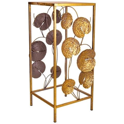 Tavolino Angolare In Metallo Dorato 28x28x66h - Foto 1