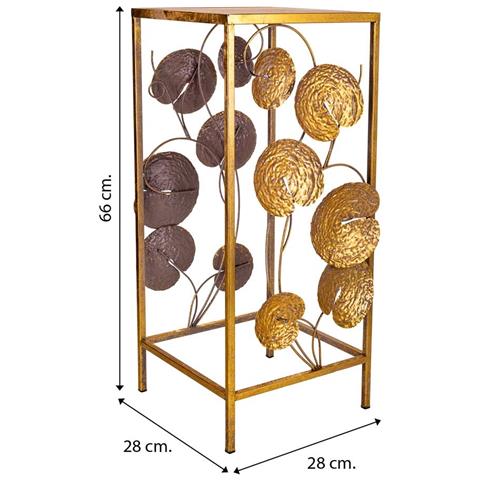 Tavolino Angolare In Metallo Dorato 28x28x66h - Foto 6