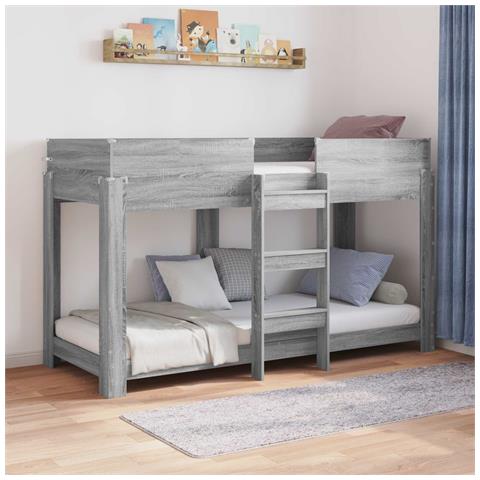 Letto a Castello per Bambini Grigio Sonoma 75 x 190 cm - Foto 2