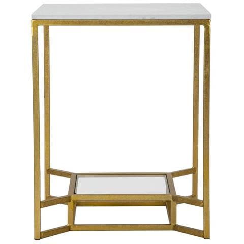 Tavolinetto Double Marble Con Ripiano In Vetro E Piano Marmo - 47 X 47 X H 60 Cm - Foto 2