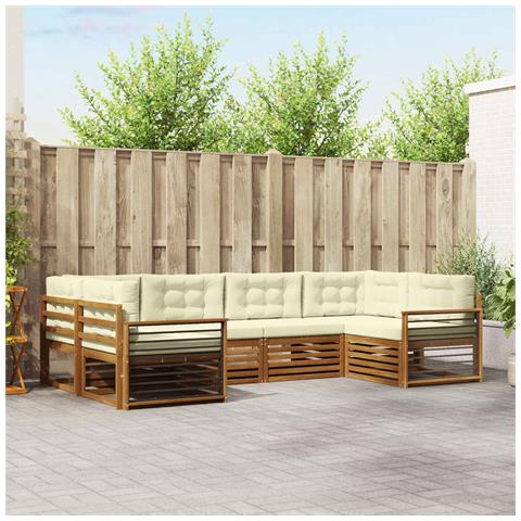Set divani 6 pcs Naturale e Crema Legno di Acacia Massello - Foto 2