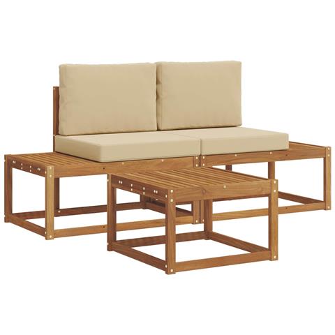 Set di divani da esterno con cuscino 3 pcs Naturale - Foto 1