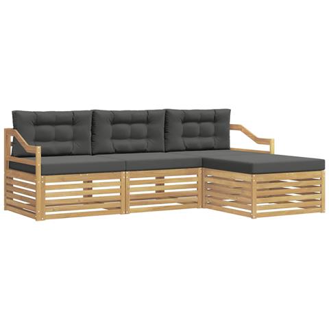 Set di divani da esterno 4 pcs Bianco e Antracite Poliestere - Foto 1