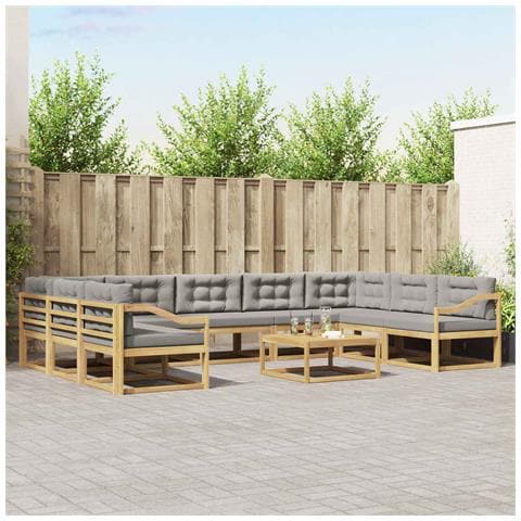 Set di divani da esterno 10 pcs Bianco e Grigio Chiaro - Foto 2