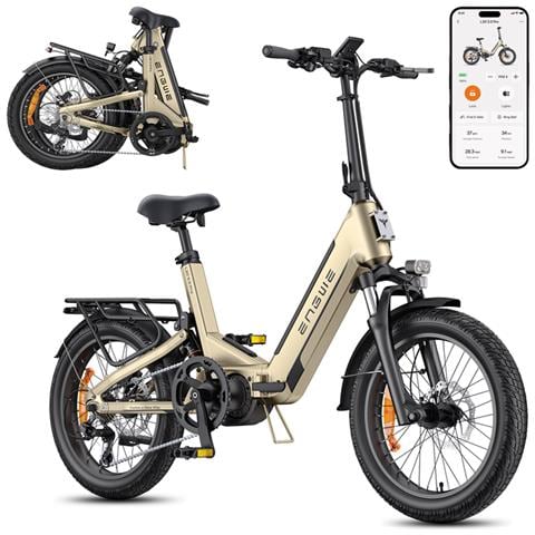 L20 3.0 Pro E?bike pieghevole con motore centrale 250W, sospensione completa, batteria 720Wh, tracciamento GPS, pneumatici 20x3.0'', adatta città e fuoristrada, Oro - Foto 1