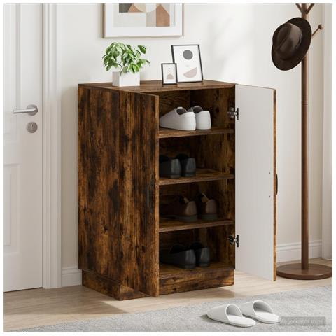 Mobile per scarpe HOORN 59,5 x 39,5 x 87 cm Rovere Fumo - Foto 2