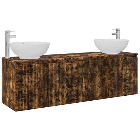 Set di Armadi da Bagno 3 pz Rovere Fumo 49,5 x 44,5 x 65 cm - Foto 1