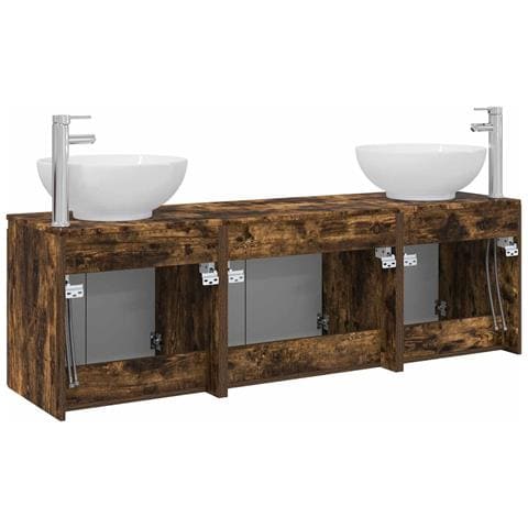 Set di Armadi da Bagno 3 pz Rovere Fumo 49,5 x 44,5 x 65 cm - Foto 10