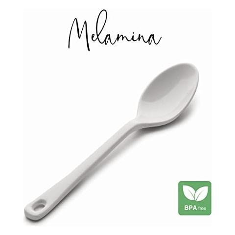 63600 - Cucchiaio classico in melamina liscia, 17 cm, bianco - Foto 3