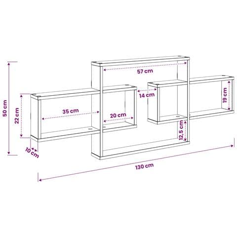 Scaffale da parete Rovere Nero 130 x 10 x 50 cm - Foto 8