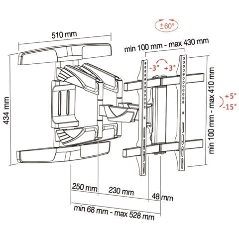 Supp. Muro Per Tv Curve Fino 60"max 50kg Ruot. 120gr - Foto 1
