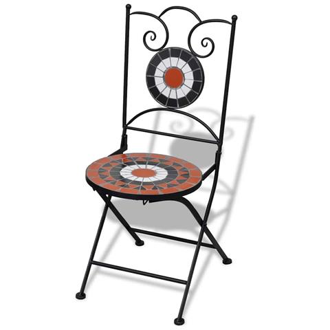 Sedie da Bistrot Pieghevoli 2 pz Ceramica Terracotta e Bianco - Foto 2