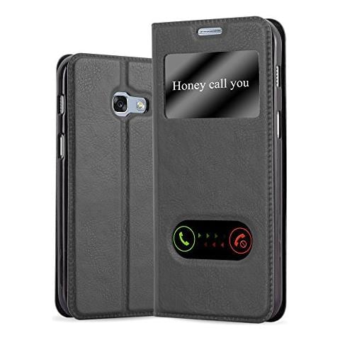Custodia Compatibile Con Samsung Galaxy A3 2017 In Nero Cometa - Coperchio Protettivo Con Chiusura Magnetica, Funzione Stand E 2 Finestre Di Visualizzazione - Foto 1