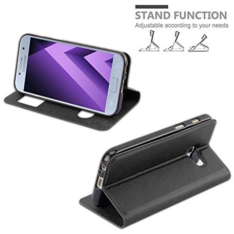 Custodia Compatibile Con Samsung Galaxy A3 2017 In Nero Cometa - Coperchio Protettivo Con Chiusura Magnetica, Funzione Stand E 2 Finestre Di Visualizzazione - Foto 2