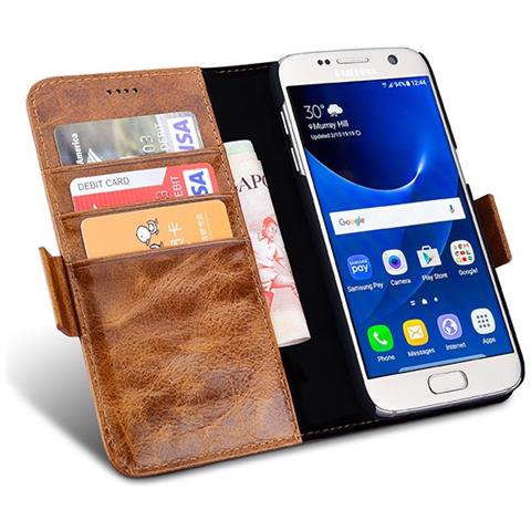 Caso S7 Galaxy Di Samsung In Pelle Di Lusso 2 1in Brown Olio Cera - Foto 2