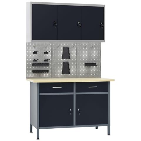 Banco da Lavoro con 3 Pannelli a Parete e 1 Armadietto - Foto 1