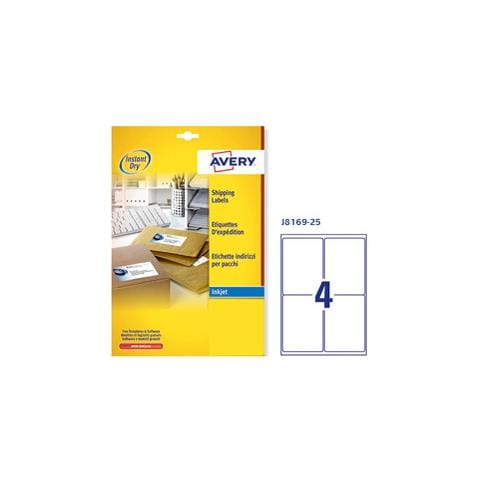 Etichetta Adesiva J8169 Bianca 25fg A4 99,1x139mm (4et / fg) Inkjet - Foto 1