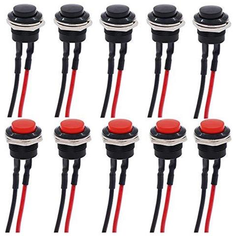 Pulsante 16 Millimetri Di Spinta Interruttore Pulsante On Off Momentaneo Power Switch Rotondo Interruttore Di Pulsante Arduino Pulsante Interruttore Di Pulsante 12v (10pz) Con Pre-cablato - Foto 1