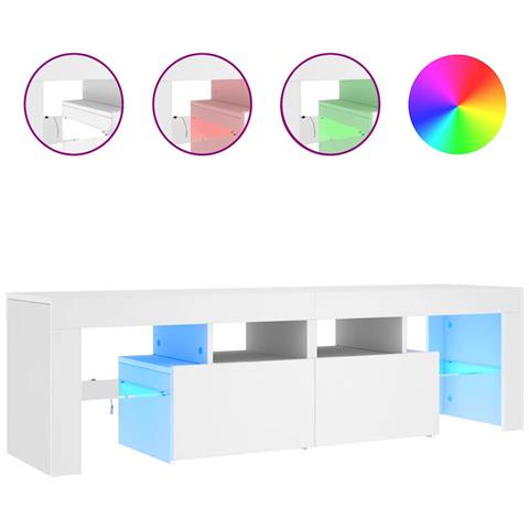 Mobile Porta TV con Luci LED Bianco 140x36,5x40 cm - Foto 2