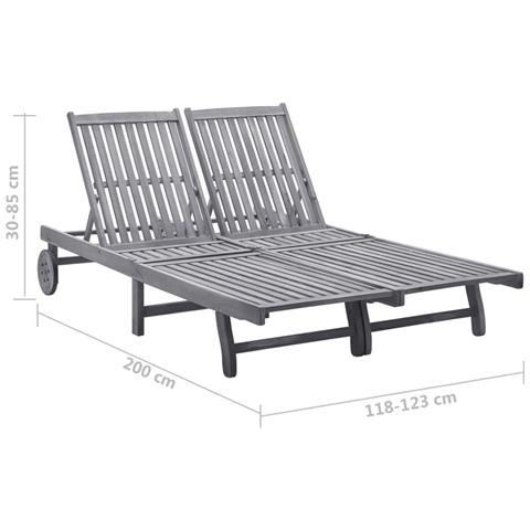 Sdraio da Giardino Grigia a 2 Posti con Cuscini Massello Acacia - Foto 2