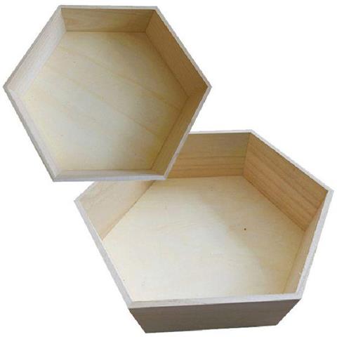 2 Ripiani Esagonali In Legno 30 X 26 Cm E 36 X 31 Cm - Foto 1