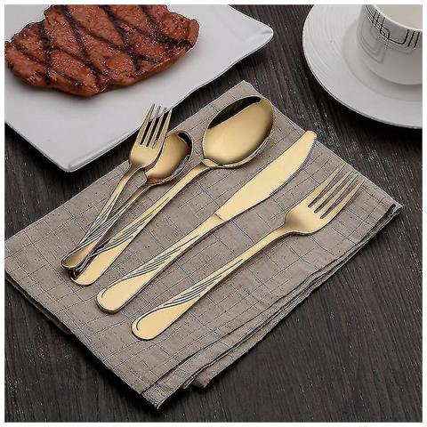 SLD Zysd 30pcs Luxury Gold Cenate In Acciaio Inossidabile Cena Di Posate Oro Coltello Per