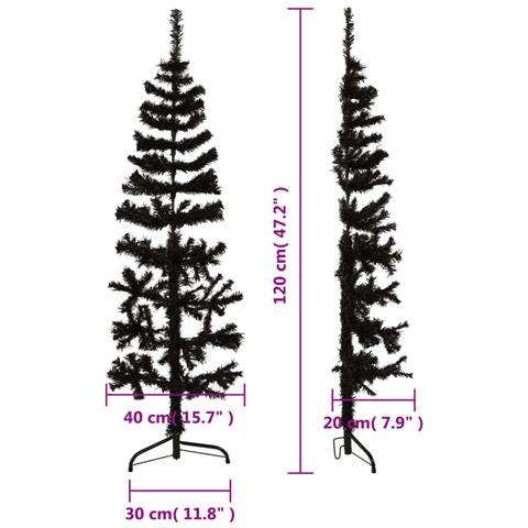 Albero Natale Artificiale Sottile a Metà e Supporto Nero 120 cm - Foto 8