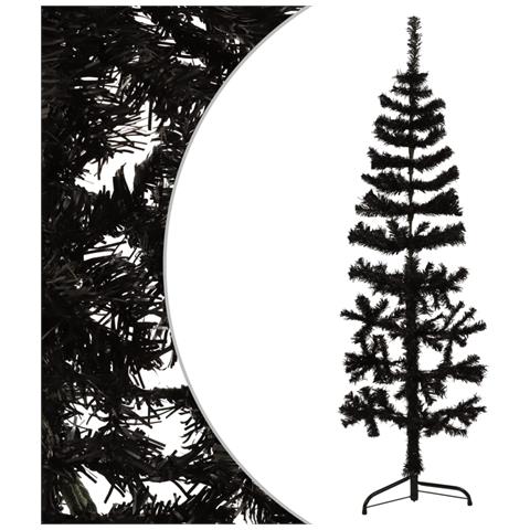 Albero Natale Artificiale Sottile a Metà e Supporto Nero 120 cm - Foto 1