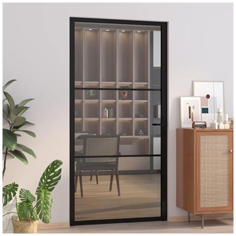 Porta Interna 102,5x201,5 Cm Nera In Vetro Esg E Alluminio - Foto 7