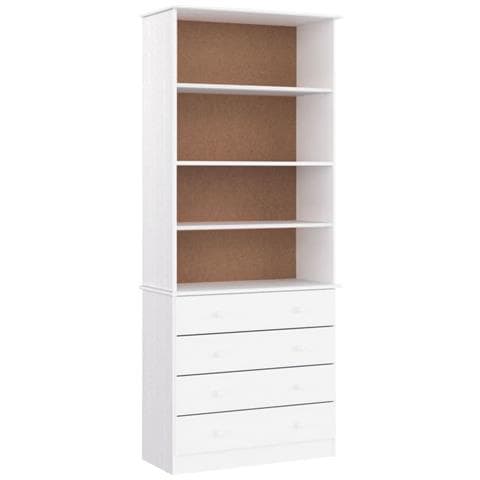 Libreria Con Cassetti Alta Bianca 77x35x186,5 Cm Massello Pino - Foto 1