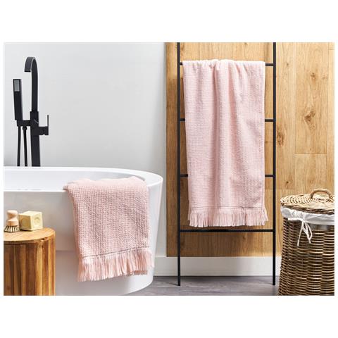 Set Di 2 Asciugamani Atiu Tessuto A Spugna Rosa Pastello - Foto 1
