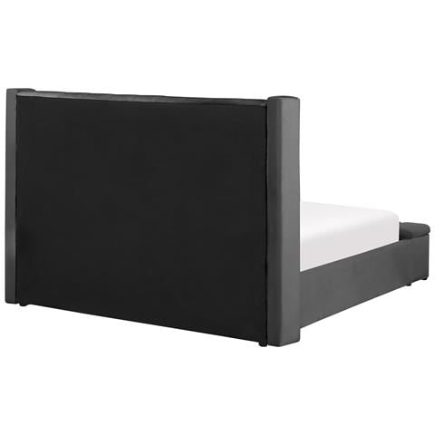 Letto Matrimoniale Ad Acqua Velluto Grigio Con Panca Portaoggetti 180 X 200 Cm Noyers - Foto 2