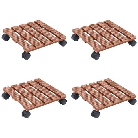 Carrelli Porta Piante 4 Pz Marroni 30x30x7,5 Cm Wpc - Foto 1