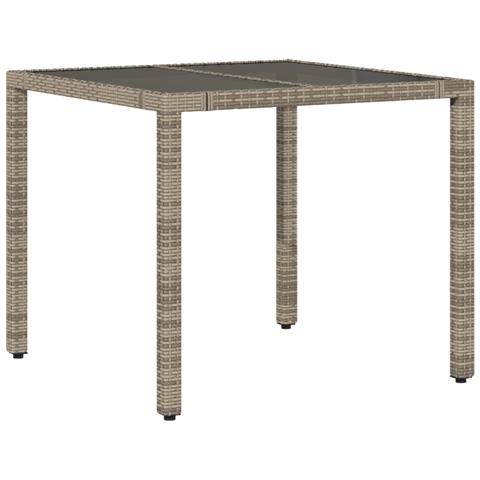 Tavolo Da Giardino Piano In Vetro Grigio 90x90x75 Cm Polyrattan - Foto 2