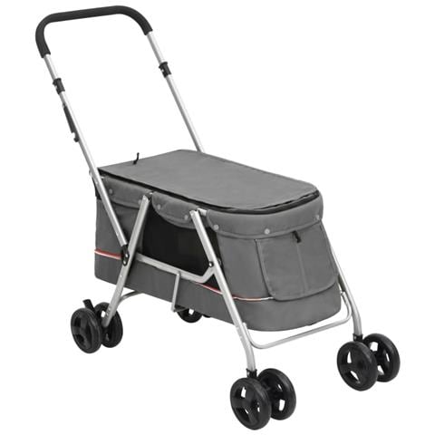 Passeggino Cani Pieghevole Grigio 100x49x96cm Tessuto Di Lino - Foto 1