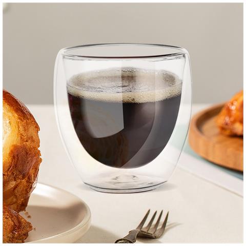 Set Di 2 Bicchierini Da Caffé 250 Ml Doppia Parete Effetto Fluttuante, Trasparente - Foto 2