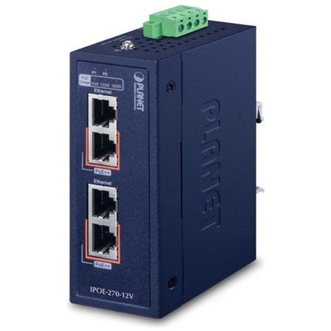 Planet Ipoe-270-12v Switch Di Rete Supporto Power Over Ethernet [poe] Blu (ip30 Industrial 2-port - Multi-gigabit 802.3b - Foto 4