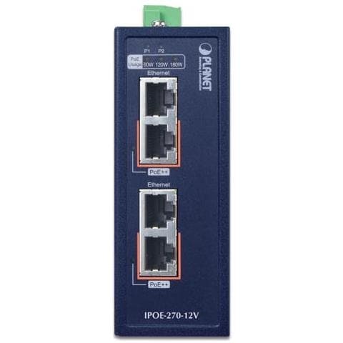 Planet Ipoe-270-12v Switch Di Rete Supporto Power Over Ethernet [poe] Blu (ip30 Industrial 2-port - Multi-gigabit 802.3b - Foto 2