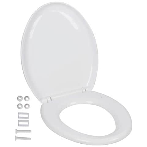 Copriwater Bagno Universale in Plastica Bianco Chiusura Rallentata Soft 44x37x7 - Foto 2