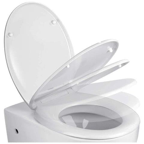 Copriwater Bagno Universale in Plastica Bianco Chiusura Rallentata Soft 44x37x7 - Foto 1