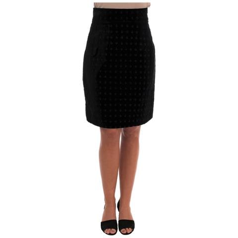 Gonna A Tubino In Velluto Barocco Verde Scuro - It44-l - Foto 1