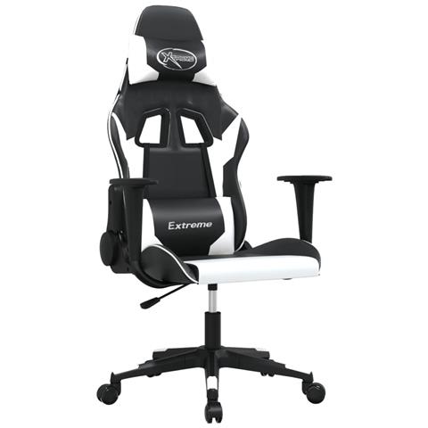 Sedia da Gaming Massaggiante Nera e Bianca in Similpelle - Foto 1