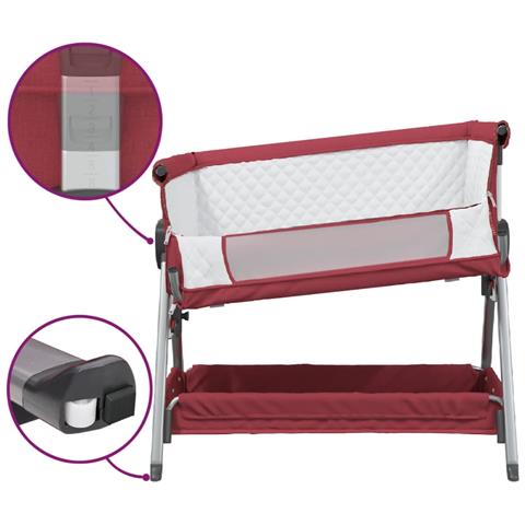 Lettino per Bambini con Materasso Rosso in Tessuto di Lino - Foto 10